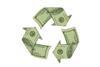 Recycling symbol made out of cash