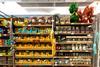 Supermarket display of Easter eggs on shelves