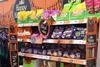 Halloween sweets on shelves in supermarket