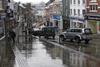 Shoppers in bad weather