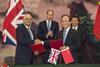 Savid Javid signing the UK-China cultural exchange agreement in Beijing