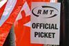 RMT rail strike picket sign