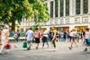 Shoppers on a busy day on the high street