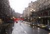 Street in stormy rainy weather
