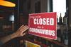 Closed due to coronavirus sign
