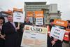 A GMB protest at Amazon's Slough headquarters last year.