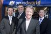 Poundworld has completed a funding deal with its new bank Barclays to support its plans to open another 100 stores over the next three years. l-r Graham Holland, Barclays, Lee Collinson, Barclays, Christopher Edwards, Poundworld