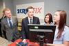 George Osborne with Screwfix boss Andrew Livingston at the Cannock store