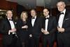 Dixons Carphone boss Seb James, Sainsbury's chief executive Mike Coupe and Supergroup supremo Euan Sutherland at the Retail Week Awards with Oracle