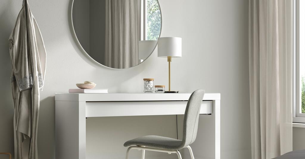 Grey dressing shop table chair ikea