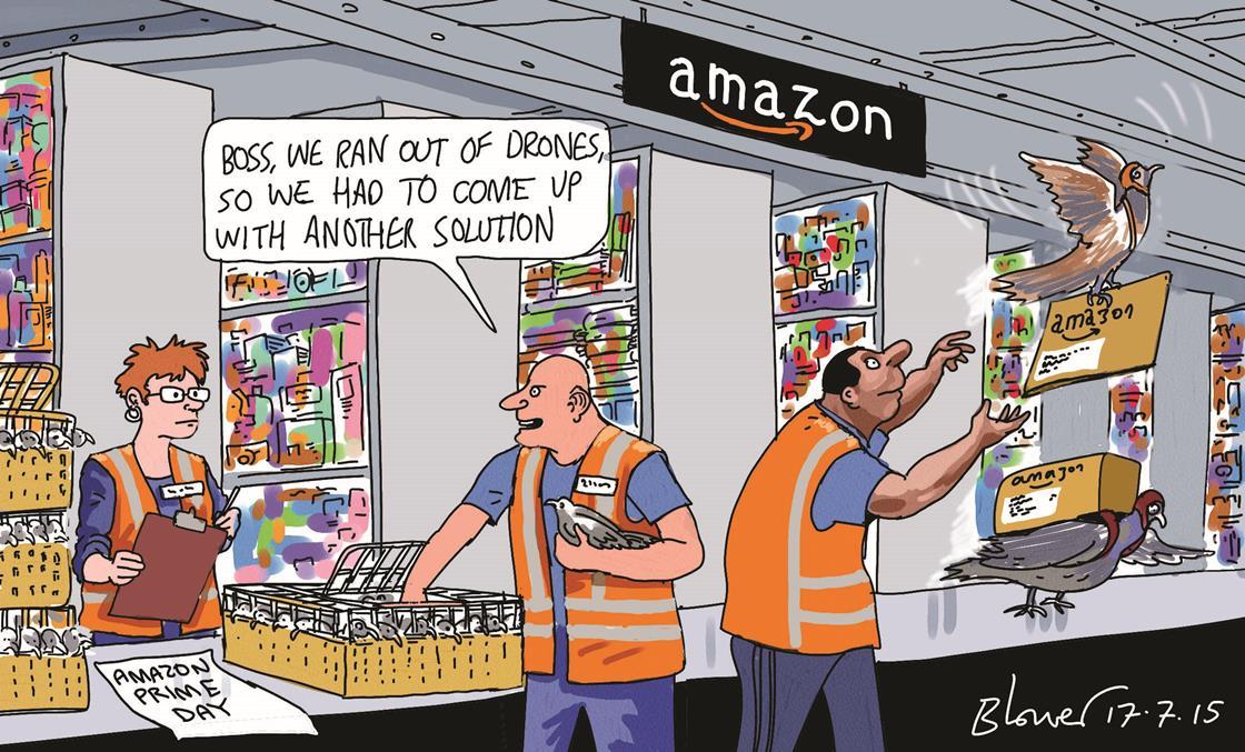 Blower’s retail cartoon Amazon delivers its Prime Day parcels