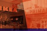 Primark and Ikea store fronts overlaid with orange tint
