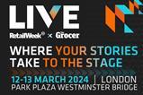 LIVE index image. Text reads: 'LIVE Retail Week x The Grocer: Where your stories take to the stage, 12-13 March 2024, London Park Plaza Westminster Bridge'