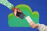 Customer tapping card on reader