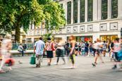 Shoppers on a busy day on the high street