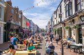 Brighton shopping street in summer sun