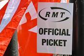 RMT rail strike picket sign