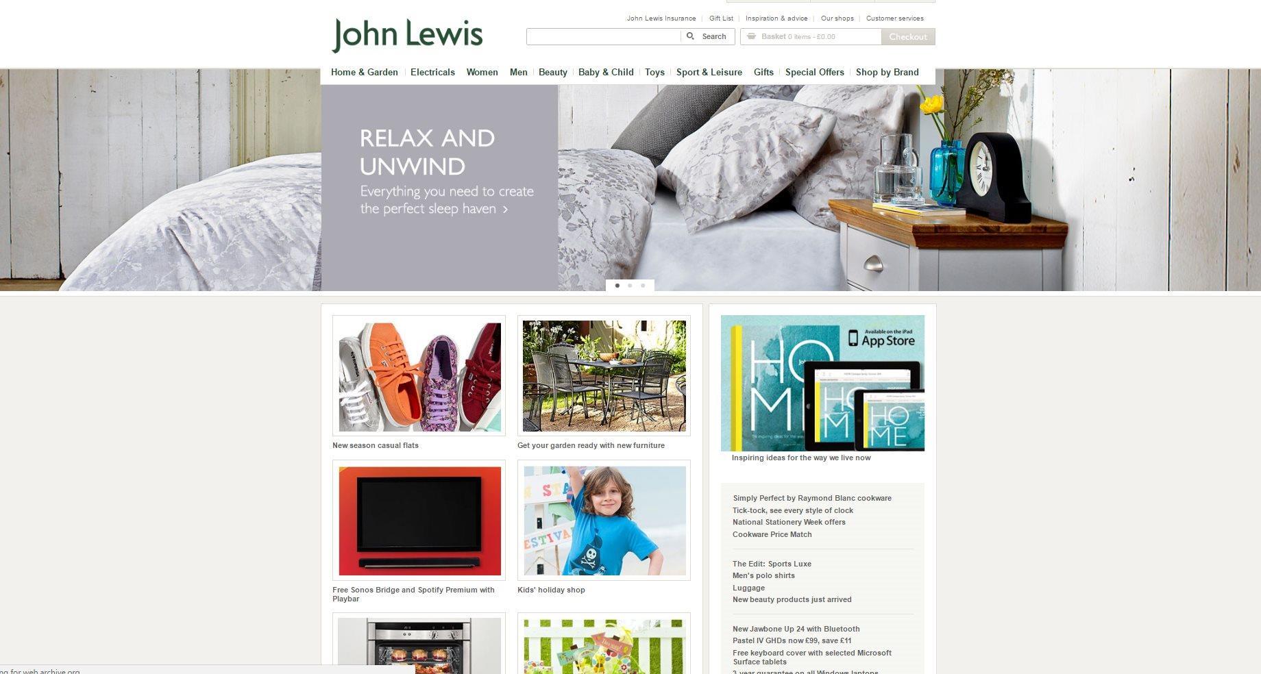 Etail Evolution John Lewis' website through the years Analysis