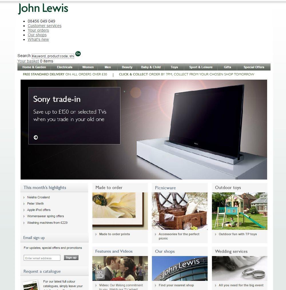 Etail Evolution John Lewis' website through the years Analysis