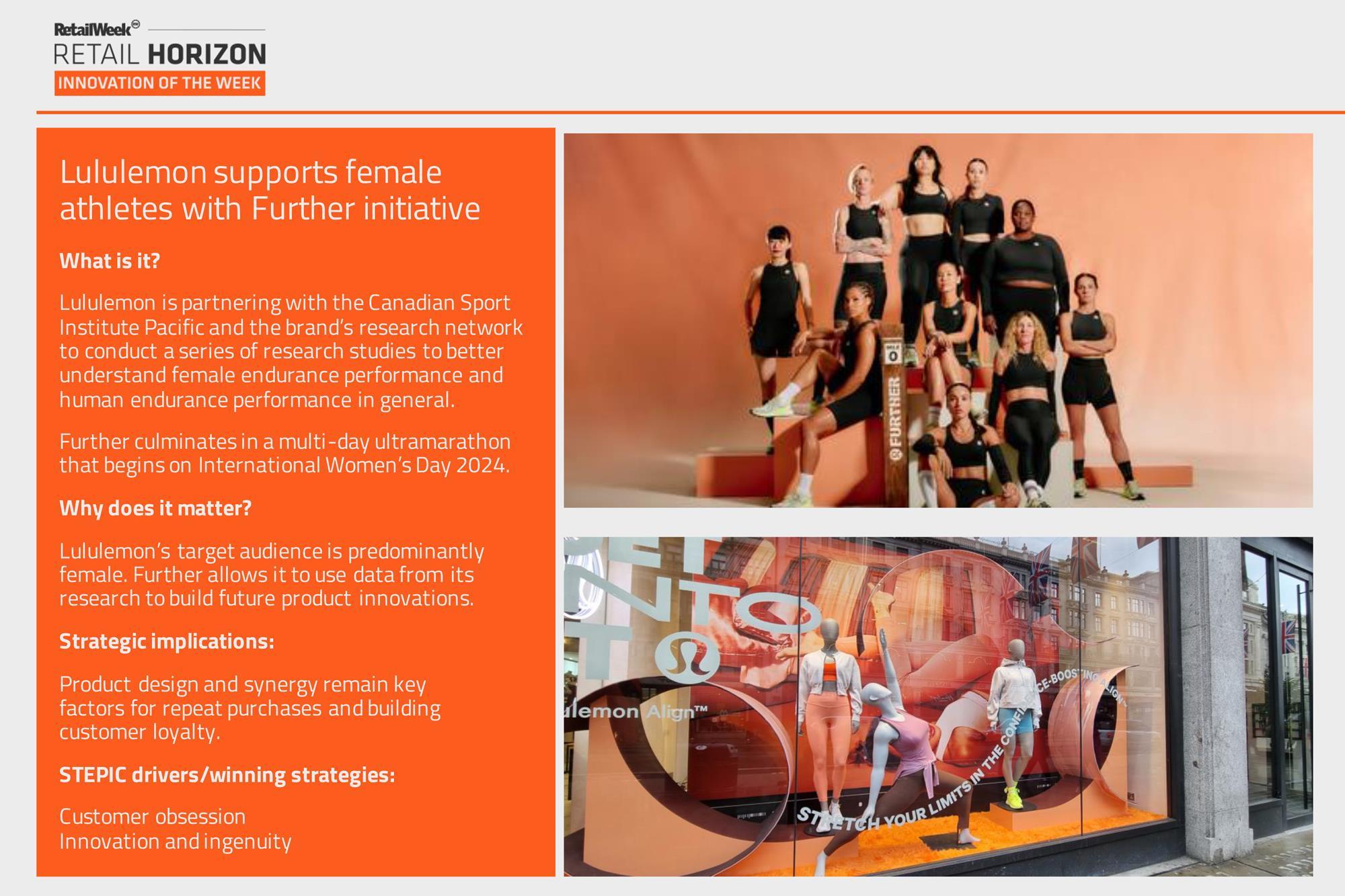 Innovation of the Week: Lululemon supports female athletes with Further  research initiative, Analysis