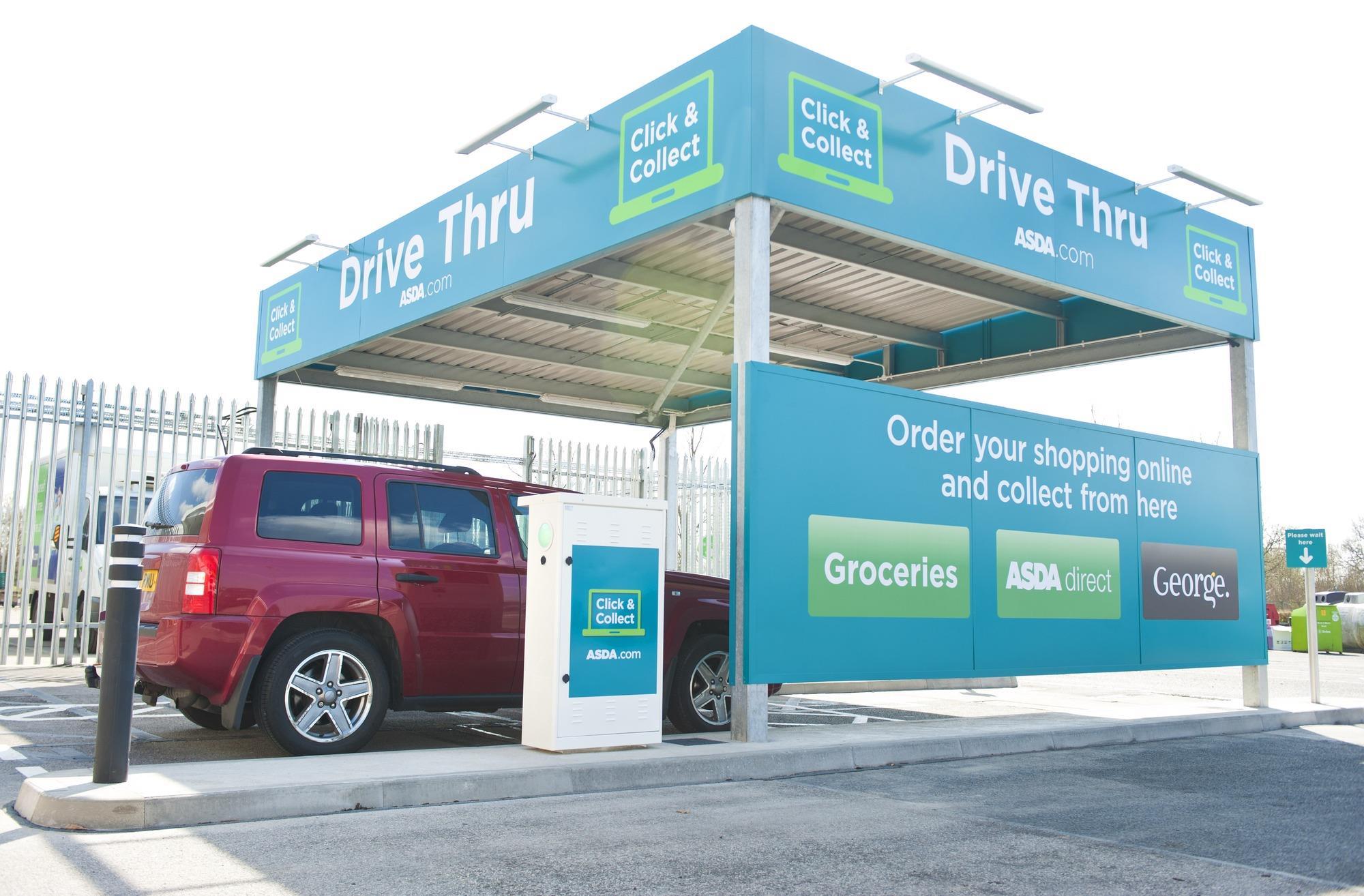 Asda click & collect drive in point for 'click online collect here