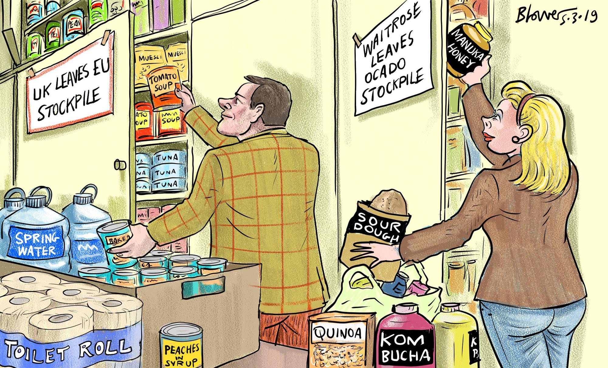 Retail cartoon: Grocery product pile-up | Cartoon | Retail Week