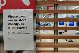 Sign in a supermarket that says: 'Please treat our store colleagues with respect'
