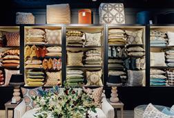 Cushions on display at Oka Redbrick Mill store