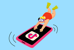 Illustration of a person diving into a phone screen