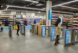 Customers at Aldi Shop & Go store