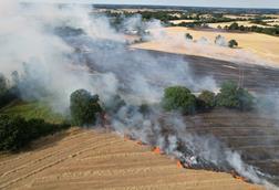 Wild fires on farm land in Essex