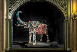 Elephant sculpture in Fortnum window
