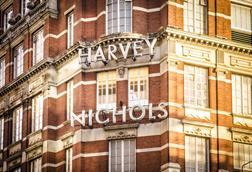 Harvey Nichols Knightsbridge store sign in daytime