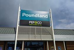 Store front showing Pep & Co and Poundland branding