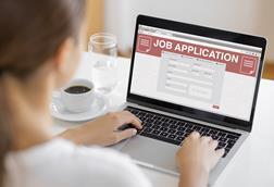 Woman filling out a job application