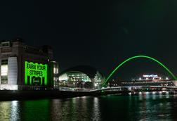 MyFenwick loyalty scheme launch projected onto Baltic Centre For Contemporary Art in Newcastle