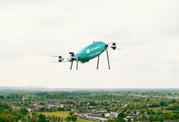 Deliveroo drone in the air
