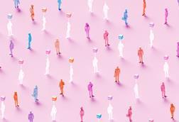 Workers with AI signs