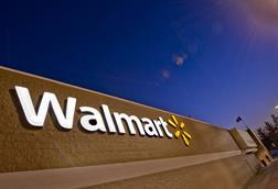 Exterior of Walmart store against blue sky