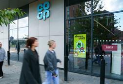 Co-op digital screen at front of store