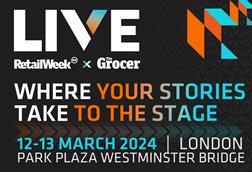 LIVE index image. Text reads: 'LIVE Retail Week x The Grocer: Where your stories take to the stage, 12-13 March 2024, London Park Plaza Westminster Bridge'