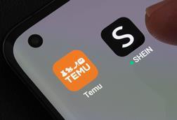 Temu and Shein apps on phone screen