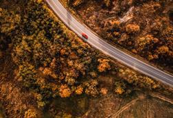 Car driving on an open road