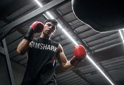 Model wearing Gymshark clothing and boxing
