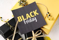 Black friday gift wrapped packages