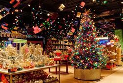 Christmas tree and seasonal products in Selfridges' Christmas shop