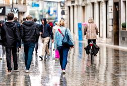 Rainy shopping street