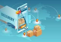 Global online delivery illustration