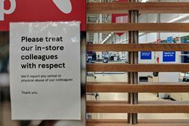 Sign in a supermarket that says: 'Please treat our store colleagues with respect'