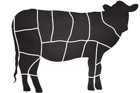 Beef butcher cuts - stock illustration